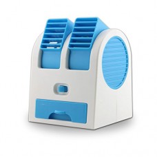 Wrisky Mini Small Fan Cooling Portable Desktop Dual Bladeless Air Conditioner USB NEW (Blue) - B01J5AGCZM